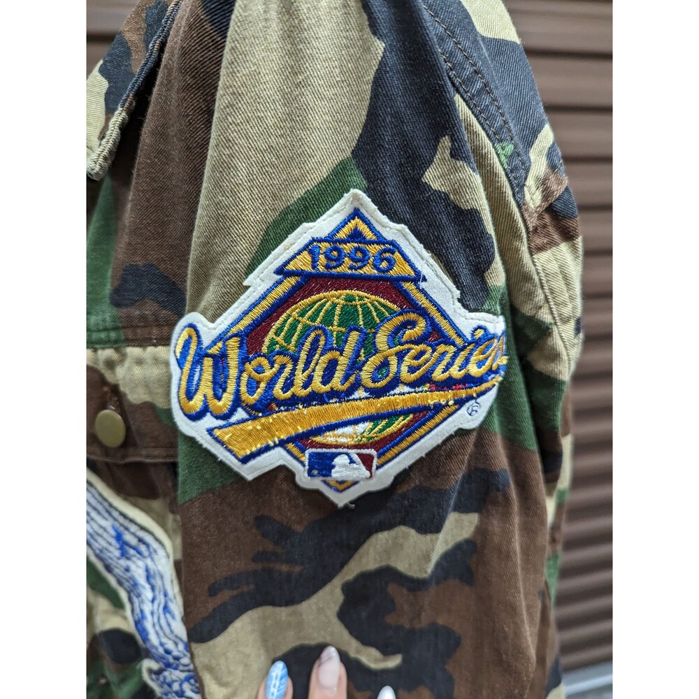 Vintage 90s Y2K‎ Green Army Camo 1996 World Series Jacket Eagle Skull Grunge - Picture 8 of 10